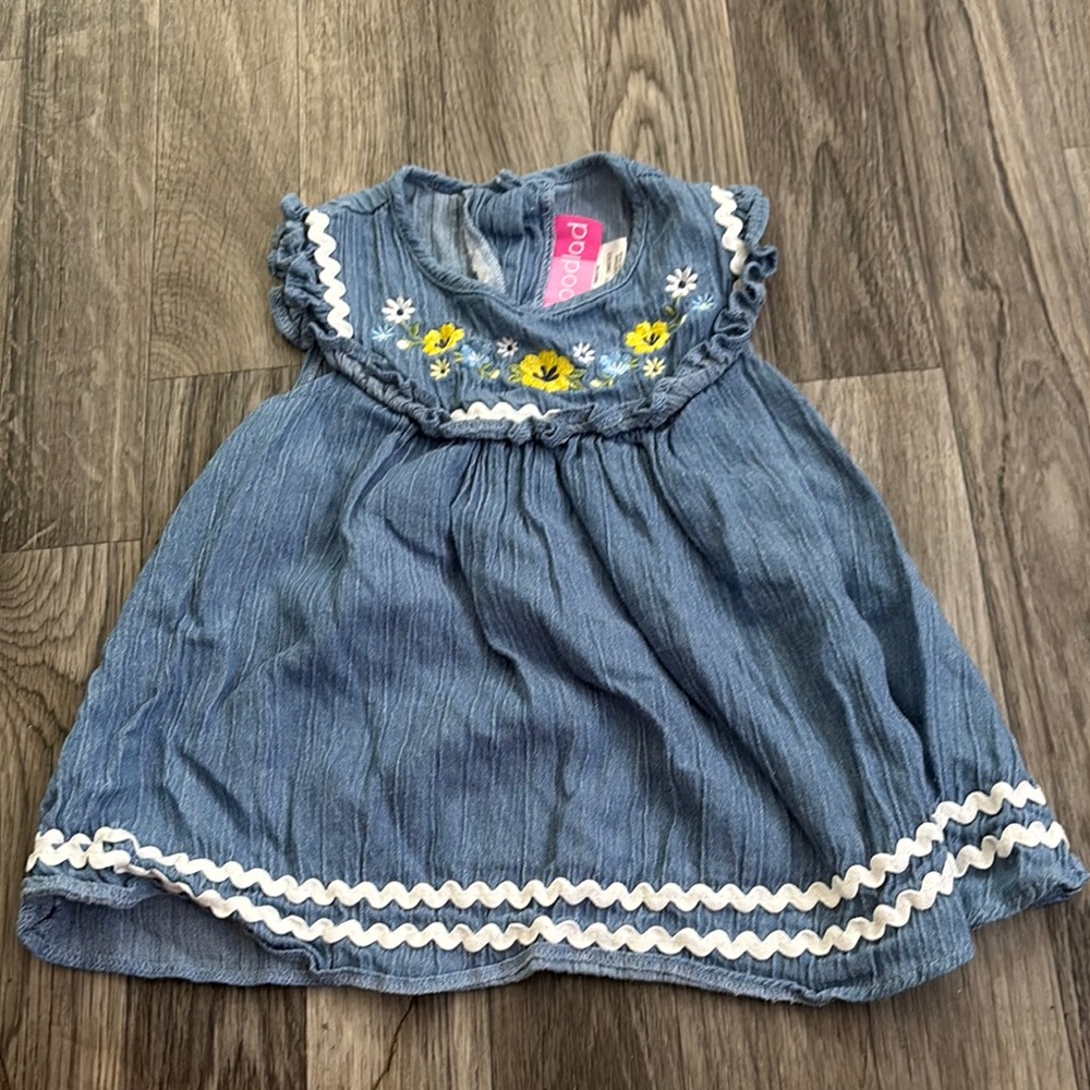Good Lad Blue and White Pleated Sundress with Flutter Sleeves